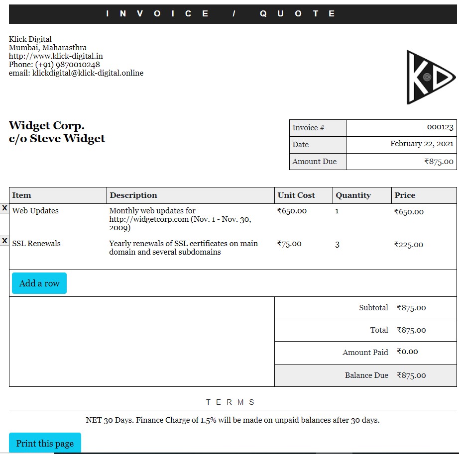 KD Digital Business Card Mobile