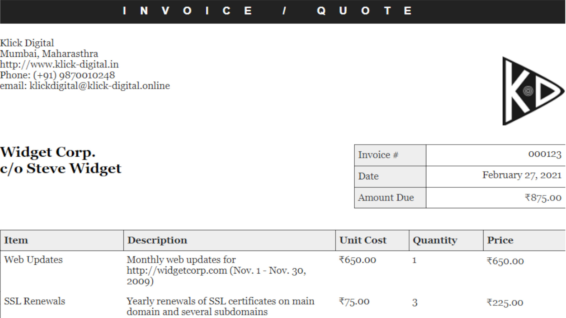 Quotation Invoice Edit